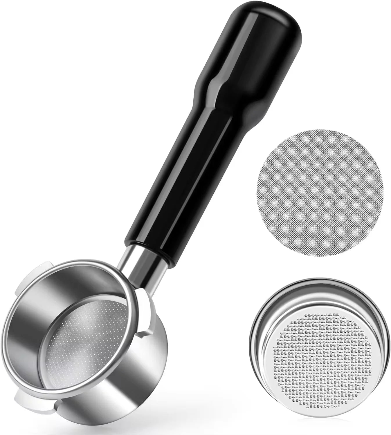 Wood Handle Stainless Steel Tail Section Coffee Machine Espresso  51mm 54mm 58mm Black Coffee Portafilter