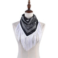 New White Tassel Fashion Style Polyester Cashew Flower Hip Hop Street Dance Headband Multifunctional Party Scarf