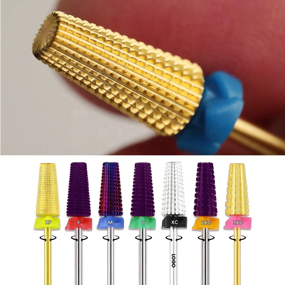 Manicure Remove Gel Acrylics Nails Accessories Tool 5 in 1 Tapered Drills Milling Cutter Safety Carbide Nail Drill Bits