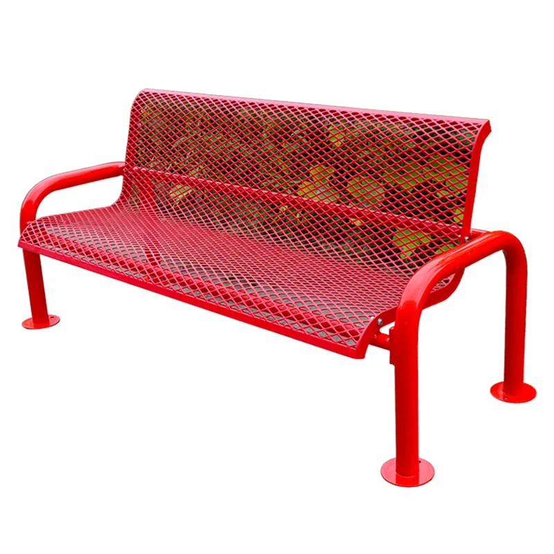Outdoor Urban Furniture Long Metal Mesh Bench Seat Outside Park Playground Steel Bench Seating Public Garden Patio Bench Chair