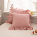 Wholesale Solid Pattern Cushion Pillow Covers Washed Cotton Material with Ruffle Frill Design for Home Hotel and Hospital Use