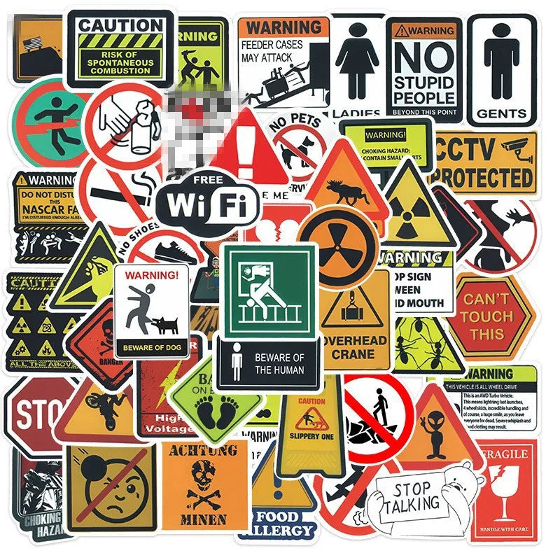 53PCS Waterproof safe security collection caution slippery warning sign sticker