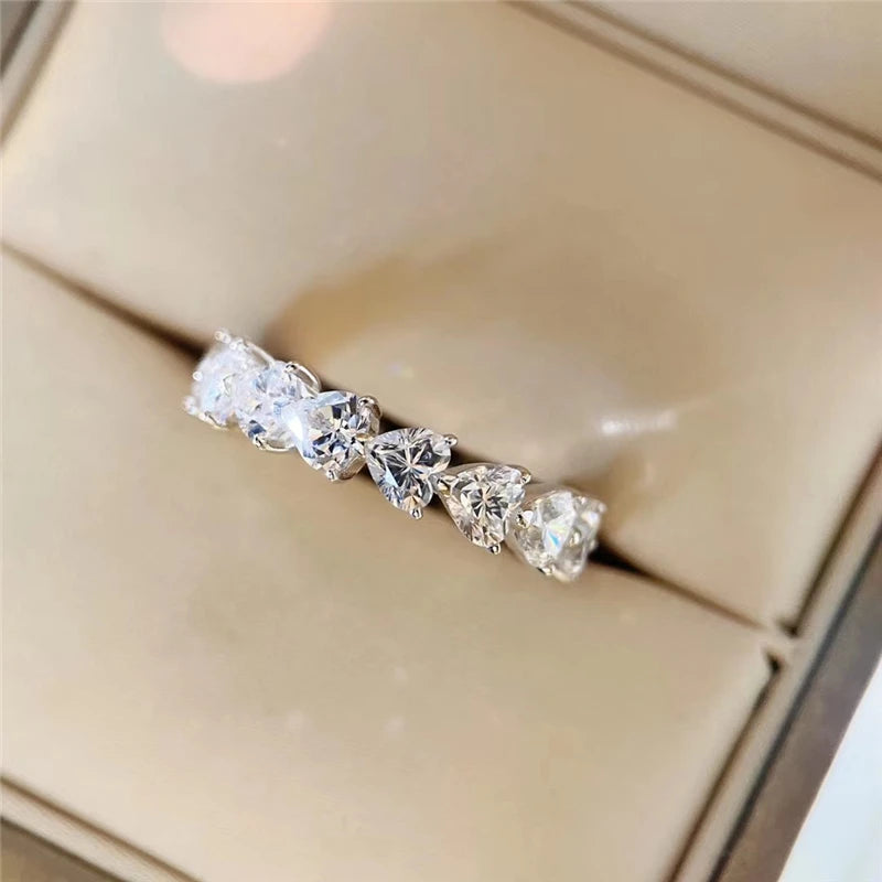 Aimgal GRA Certified 4x4mm Heart Moissanite Cocktail Ring 18K Gold-Plated S925 Silver Luxury Wedding Party Trendy Fine Jewelry