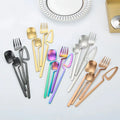 Modern Hanging Design Flatware 4 Pcs Creative Silverware Stainless Steel Knife Spoon Fork Unique Cutlery Set