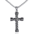 Creative Men's Silver Plated Christian Cross Pendant Necklace Stylish Stainless Steel Chain for Wedding Party and Gift Ideas