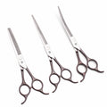 Purple Dragon 6.5" 7" Black Dog Grooming Scissors Japan Stainless Steel Pet Straight Shears Dog Thinning Shears Z3098