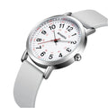 Women's Nurse Watch Quartz Movement Glass Dial Silicone Band 20mm 3BAR Waterproof Easy to Read 24 Hour Display Second Hand