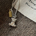 VIANRLA Lovely Bear Pendant Necklace 925 Sterling Silver Bear Necklace Jewelry Bear Necklace Jewelry Gift for Her