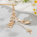 Trendy Peach Heart Bow Imitated Pearl Key Chain Pendants Handbag Decoration for Women Fashion Lady Keychains Accessories Jewelry