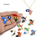 Stainless Steel Pendant Necklace Jewelry Nigeria Ghana Kenya Congo Somalia Ghana Cape Verde Flag Enamel African Map Necklace