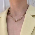 Minimalist Thick Wide Toggle Clasp Link Chains Chunky Necklace for Woman OT Buckle Metal Choker Necklaces Statement Jewelry
