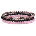 3pcs/set Healing Crystal Stone Bracelet Men Women Jewelry 4mm Tiger Eye Hematite Obsidian Bracelet