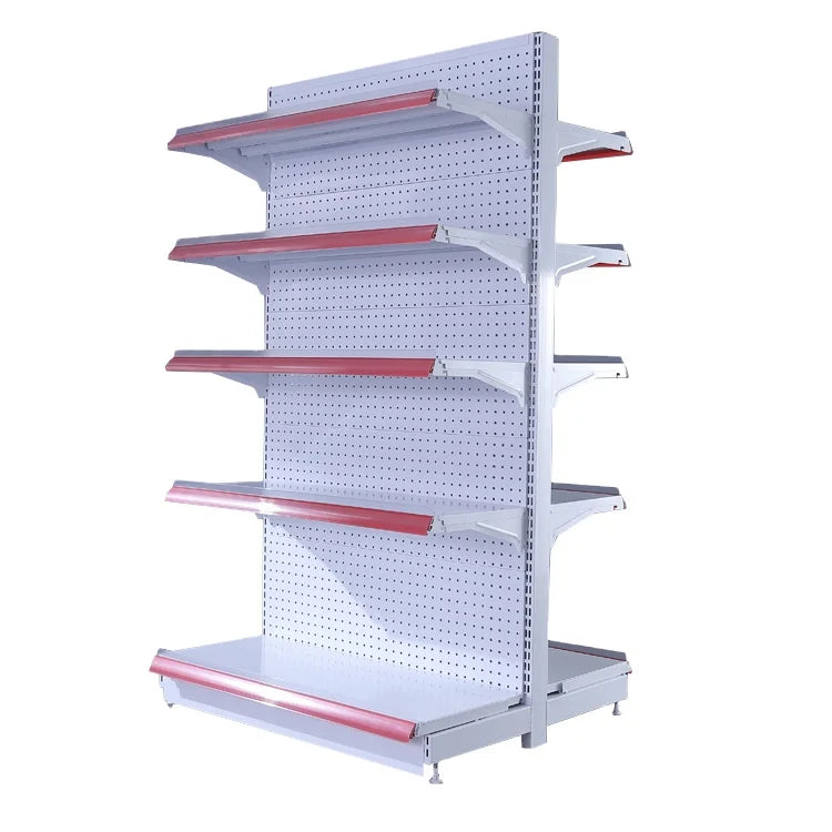 Metallic Light Duty Supermarket Shelf Gondola Rack with Powder Coated Finish-Economical Design for Retail Stores
