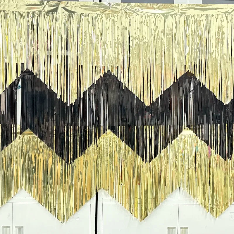 New Style Backdrop Metallic Tinsel Foil Fringe Curtains Party Decoration 2*0.3m 6pcs/set