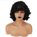 Wholesale Afro Bomb Kinky Curly Synthetic Wig 14 Inch Full Soft Fluffy Adjustable Strap Natural Looking Full Bangs for Women
