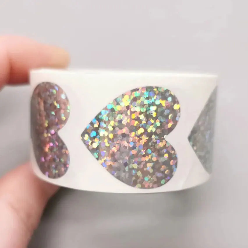 Silver Holographic DIY Round Scratch-Off Lottery Ticket Game Adhesive Sticker Make Your Own Glitter Packaging Labels
