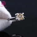 Fine Jewelri Ring champagne Moissanite Diamond Ring 1ct 2 Carat 925 Sterling Silver Moissanite Ring for Wedding Engagement