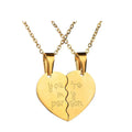Fashion Ride or Die Broken Heart Necklace Lovers Heart Necklace Stainless Steel Engraved Necklace