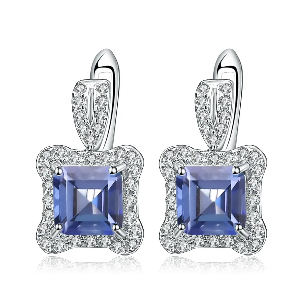 Abiding Natural Mystic Quartz Gemstone Fashion Jewelry Jumka Piercing Sterling Silver Women Earring