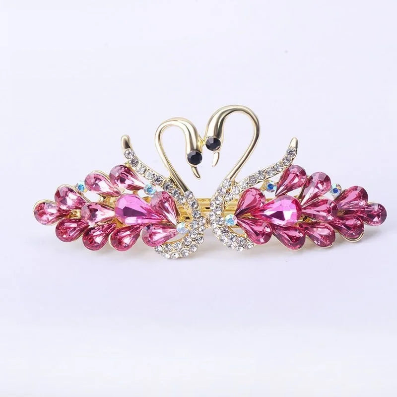 SSeeSY Fashion Luxury Elegant Rhinestone Swan Ponytail Clip Mother Spring Hair Clip Hair Jewelry