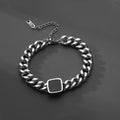 High-End Stainless Steel Square Cuban Bracelet for Men Women Retro Trendy Retro Niche Non-Fading Charm Bracelets Classic Jewelry