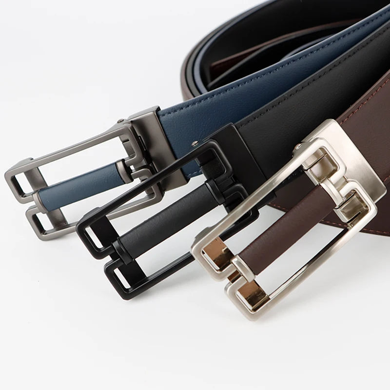 Hot Selling Men's Belt Alloy Automatic Buckle Cowhide Belt Fashionable Casual Black Brown Men's Belt