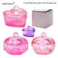 2024 New Nail Crystal Pink Flower Heart Washing Cup With Lid Storage Liquid Monomer Spill-proof Glass Nail Dappen Dish
