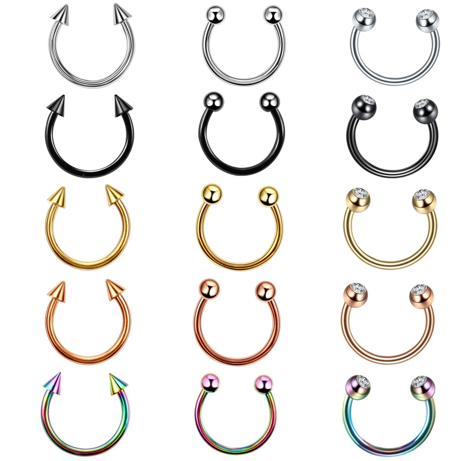 Stainless Steel Nose Ring Horseshoe Ring Nose Septum Lip Piercing Helix Ear Piercing for Women Body Piercing Jewelry