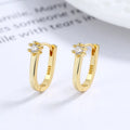 Fashion Jewelry 925 Sterling Silver Minimalist Earrings Simple U Shape Six Claws Zircon Gold Plated Hoop Earrings for Women