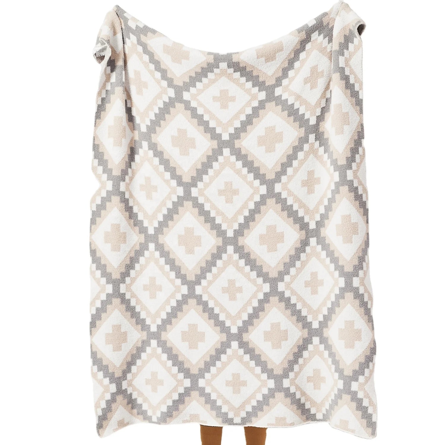 YM Modern Style Super Soft Cozy Geometric Knitted Throw Blanket for Adults Rest Sleeping