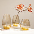Simple Striped Bottom Gold-plated Coastal Glass Vase Ornaments Creative Home Decoration Flower Vase Desktop Hydroponic