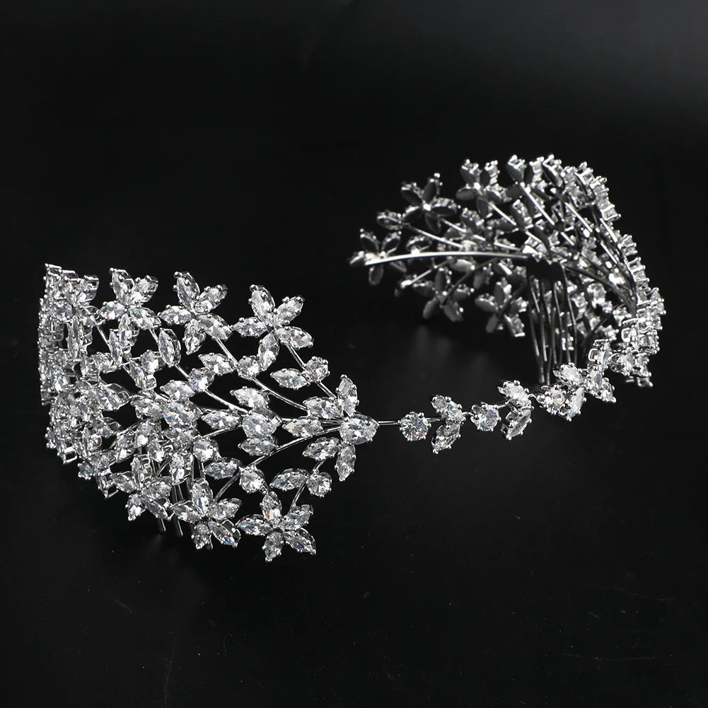 Platinum Plated Zircon Tiaras Hairbands Women Bridal Hair Accessories Wedding Crown Headpiece in Hair Jewelry Headband
