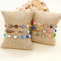 Summer Beach Colorful Baroque Natural Pearl Bracelet Seed Beads Devil Eye Cute Flower Bracelet Boho for Girls