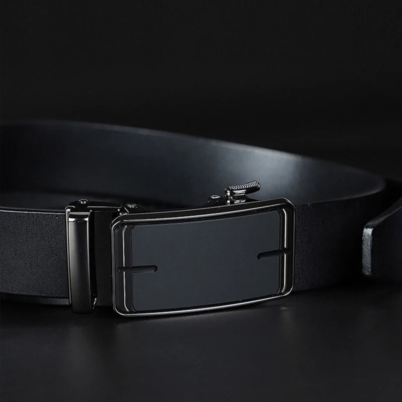 OEM Men's Casual Style Genuine Top Cow Hide Leather Ratchet Belt with Automatic Alloy for Buckle