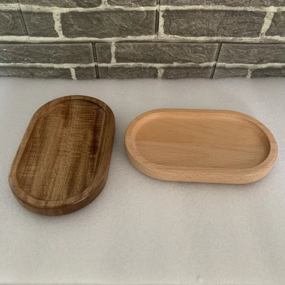 Eco-Friendly Acacia Beech Wood Fruit Dishes Oval Sushi Food Plate for Party MOQ 10 Pcs