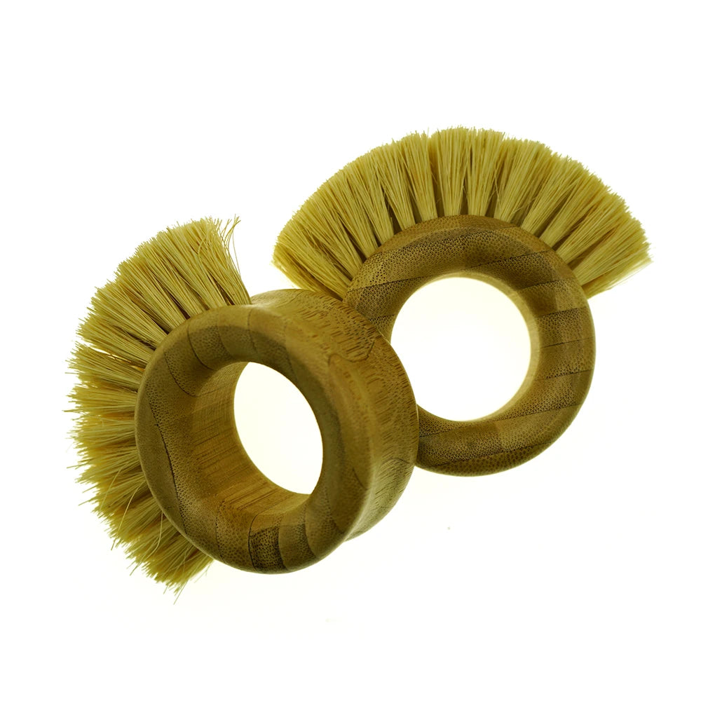 ZOSO Eco-Friendly Easy Kitchen Cleaning Bamboo Round Ring Shape Dish Brush with Sisal Bristles and Custom Logo