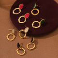 Colorful Cute Oil Drop Circle Drop Earrings Gifts Girl Gold Plated Waterproof Non Fading Stainless Steel Jewelry