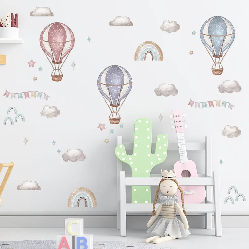 Baby Room Cute Cartoon rainbow Cloud and Star Wall Stickers for Balloons