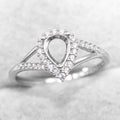 Semi Mount 5*7mm Sterling Silver Ring Pear Shape Empty Blank Support Claws Setting S925 Base Without Center Stone for DIY Inlay