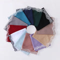 MIO Fashion Chiffon Hijab Muslim Women Scarf 180*75cm Solid Color Long Soft Pearl Chiffon Lace Edge Shawl Scarves Wholesale