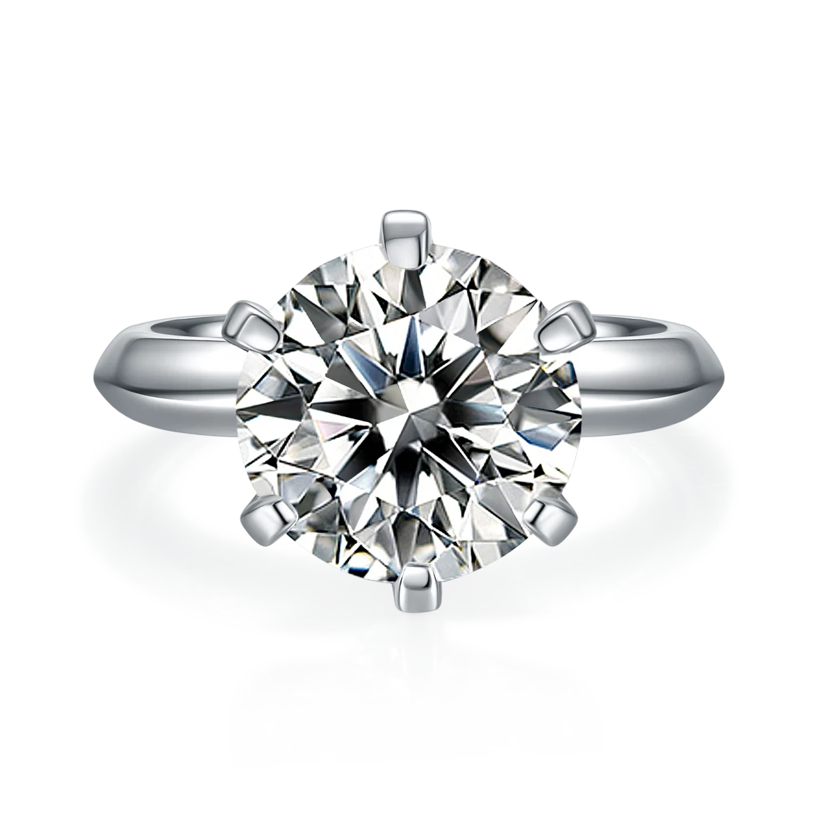 Classic White Gold Plated S925 Sterling Silver D Color VVS Moissanite 5.0ct Circular Engagement Ring