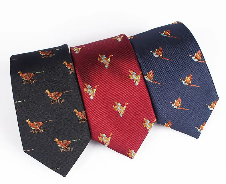 Custom New Design Animal Tie for Men Silk Woven Necktie 7cm Cartoon Turkey Bird Jacquard Fashion Party Wedding Gravata Gift