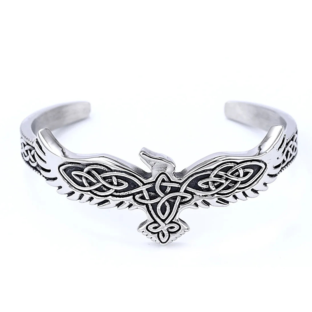 Custom Viking Jewelry Raven Bracelet Open Cuff Bangle Animal Head Mens Viking Arm Ring Mens Silver Color Bracelet