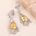 ZL0065 Cost-Effective Production 925 Sterling Silver Pear Cut 10x15mm Citrine Personalized Yellow Gemstone Women's Earrings