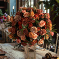 O-FB02 Customs 3D 5D Flower Ball Centerpieces Orange Purple White Silk Artificial Rose Flower Ball for Wedding Decorations