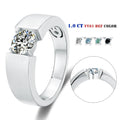 Fashion Simple Fashion White Gold Plated 6.5mm Round Diamond Moissanite Classical 925 Sterling Silver Ring for Man
