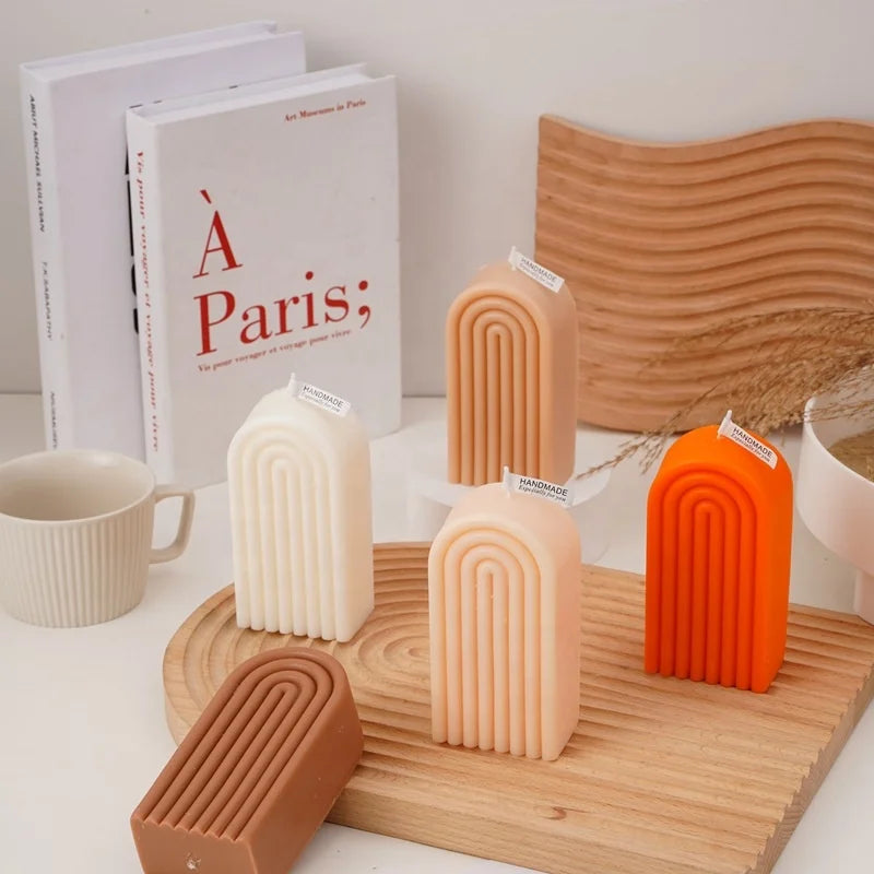 Art Nouveau Geometric Arch Shape Soy Wax Scented Candle Wholesale Home Decor Custom Candle