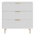 Luxury Bedroom Furniture Wholesale Wooden MDF Painting Modern Embossed Large 3-Drawer Nightstand White and Gold