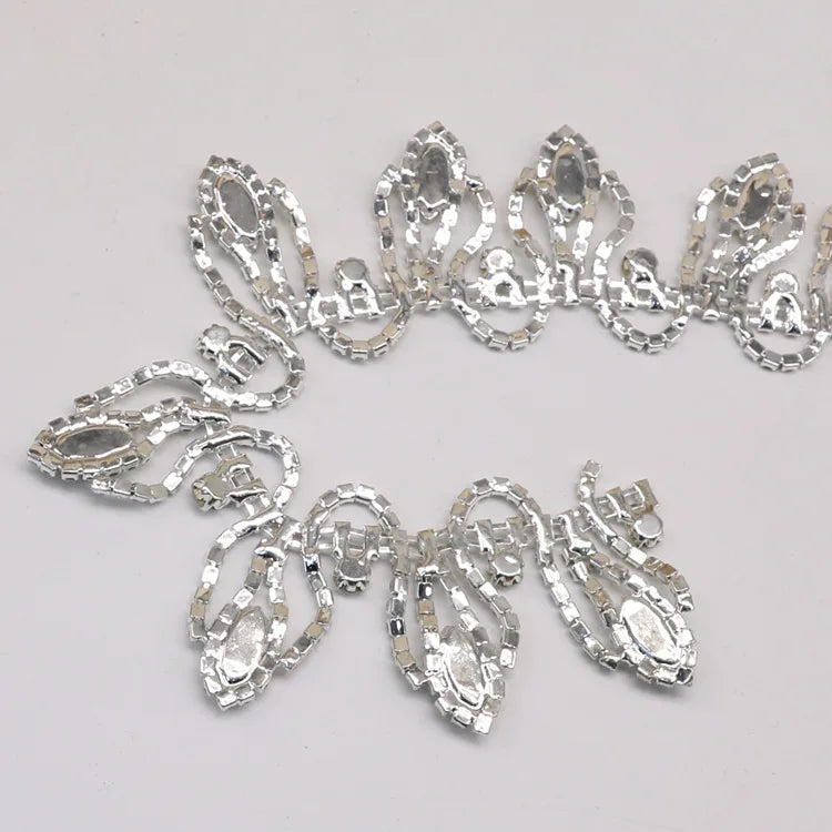 45MM High-Class Crystal Rhinestone Pearls Flatback Sew-On Shinning Chain Bikini Connectors for Women Swimsuit Beach Wear