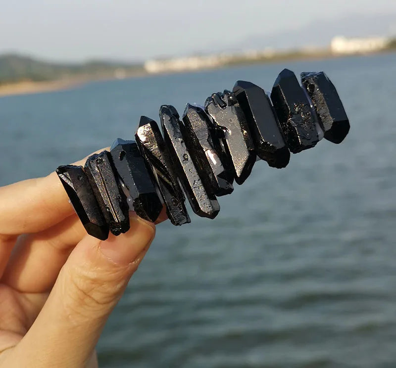 HZ Hottest Design Natural Black Crystal 8cm Spring Hairpin Bohemian Bride's Make-up Party Dress up Hair Clip Brides Hair Combs